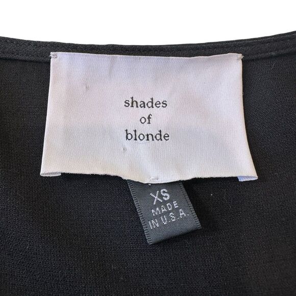 Shades of Blonde Black Fit and Flare Black Button-Down Dress Ruffle Sleeves XS - Picture 6 of 9